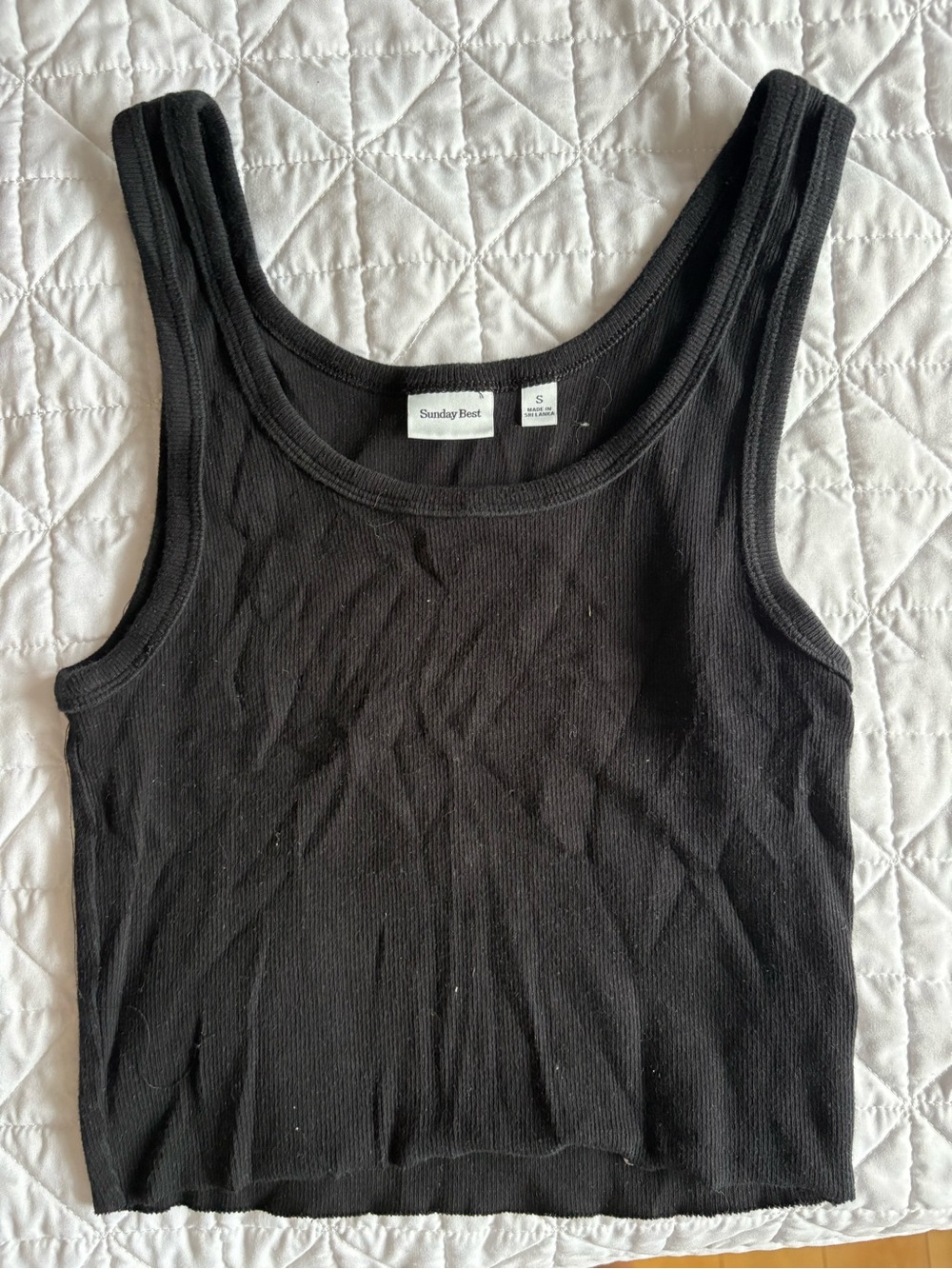 Sunday Best Black Ribbed Crop Tank